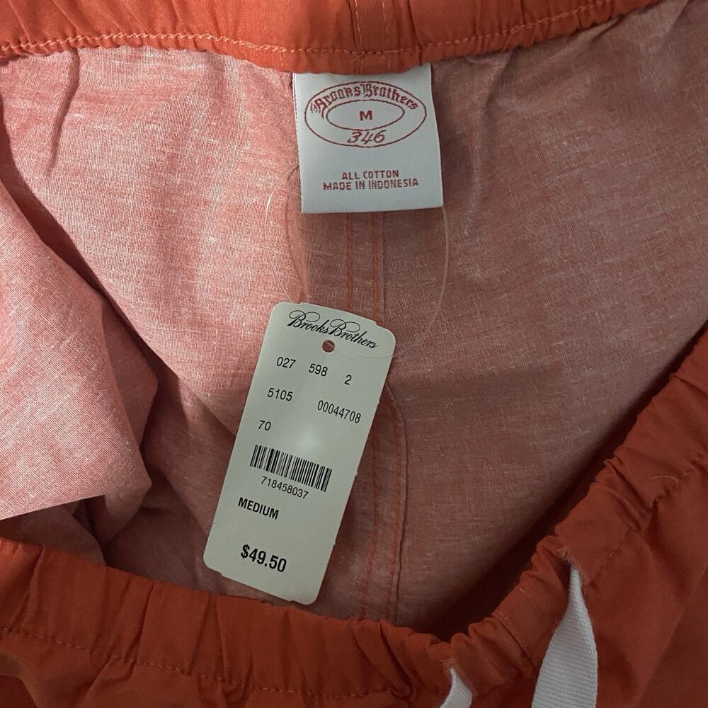 Brooks Brothers Cotton Light Orange White Drawstring Pajama Lounge Pants Medium - Picture 2 of 6